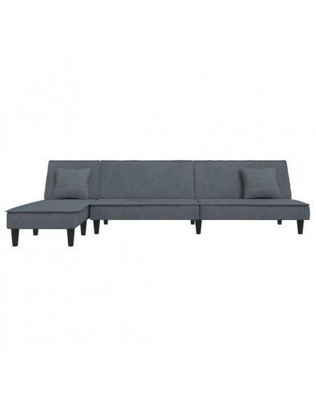Divano Letto a L Grigio Scuro 255x140x70 cm in Velluto