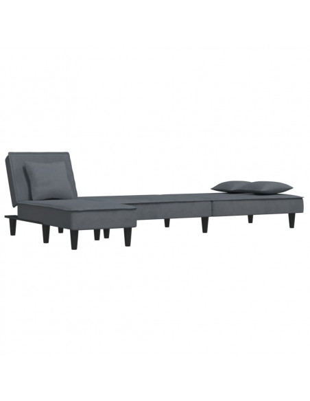 Divano Letto a L Grigio Scuro 255x140x70 cm in Velluto