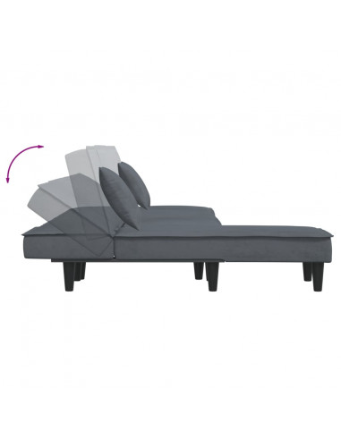 Divano Letto a L Grigio Scuro 255x140x70 cm in Velluto