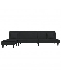 Divano Letto a L Nero 255x140x70 cm in Velluto 2