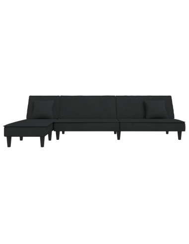 Divano Letto a L Nero 255x140x70 cm in Velluto