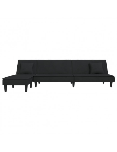 Divano Letto a L Nero 255x140x70 cm in Velluto