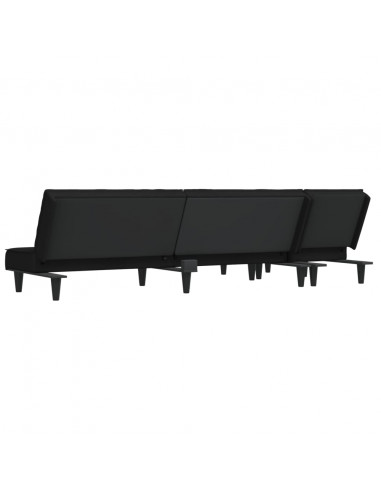 Divano Letto a L Nero 255x140x70 cm in Velluto