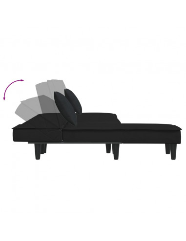 Divano Letto a L Nero 255x140x70 cm in Velluto