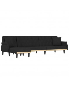 Divano Letto a L Nero 271x140x70 cm in Velluto