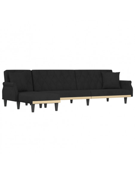 Divano Letto a L Nero 271x140x70 cm in Velluto