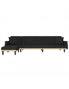 Divano Letto a L Nero 271x140x70 cm in Velluto 2
