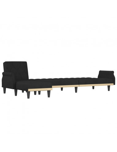 Divano Letto a L Nero 271x140x70 cm in Velluto