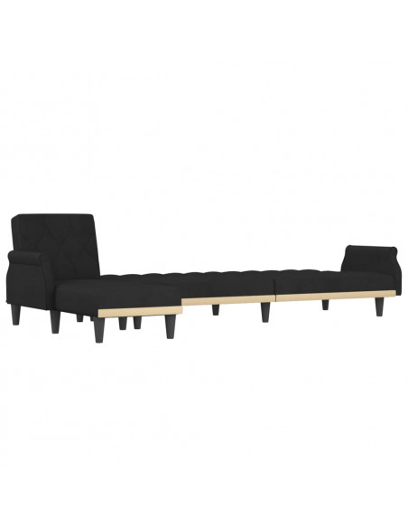 Divano Letto a L Nero 271x140x70 cm in Velluto