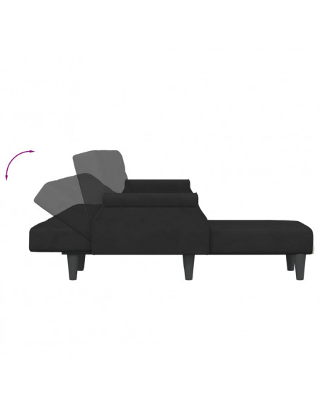 Divano Letto a L Nero 271x140x70 cm in Velluto