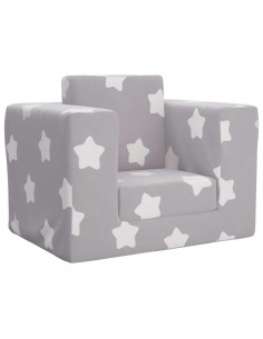 Divano Letto Bambini Grigio Chiaro con Stelle Morbido Peluche