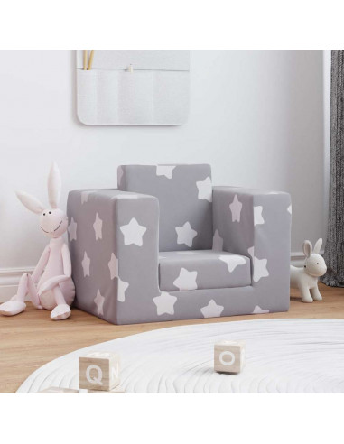 Divano Letto Bambini Grigio Chiaro con Stelle Morbido Peluche