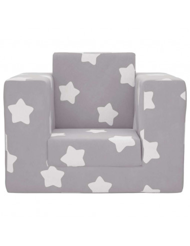 Divano Letto Bambini Grigio Chiaro con Stelle Morbido Peluche