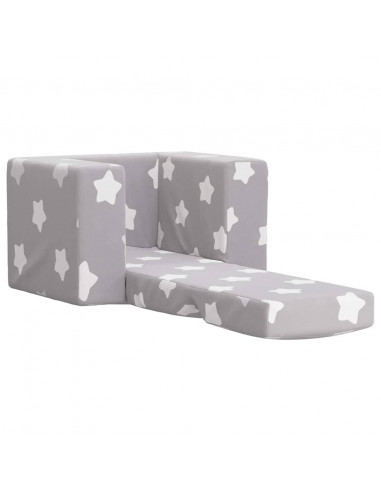 Divano Letto Bambini Grigio Chiaro con Stelle Morbido Peluche