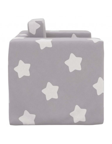 Divano Letto Bambini Grigio Chiaro con Stelle Morbido Peluche