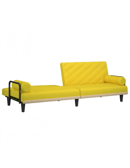Divano Letto con Braccioli Giallo Chiaro in Tessuto