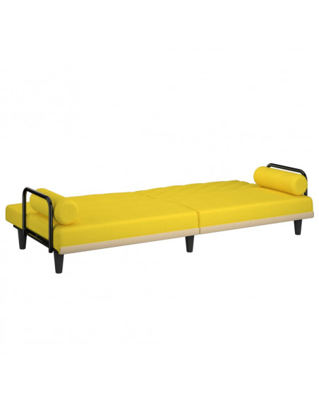Divano Letto con Braccioli Giallo Chiaro in Tessuto
