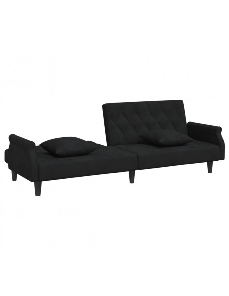 Divano Letto con Braccioli Nero in Velluto