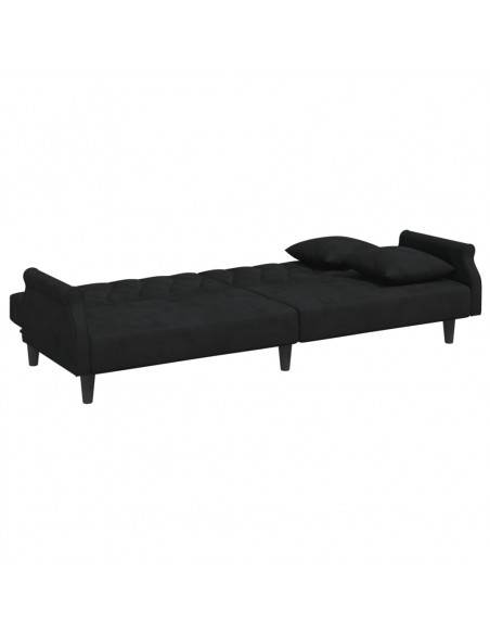 Divano Letto con Braccioli Nero in Velluto