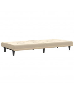 Divano Letto con Portabicchieri in Tessuto Crema 2