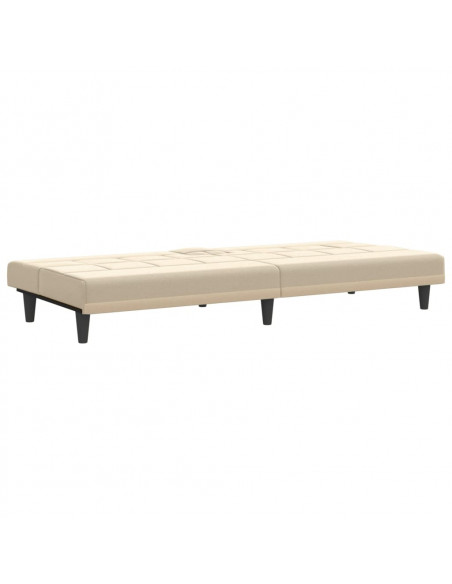 Divano Letto con Portabicchieri in Tessuto Crema