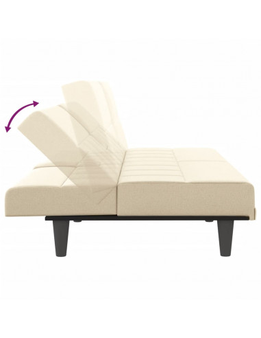 Divano Letto con Portabicchieri in Tessuto Crema