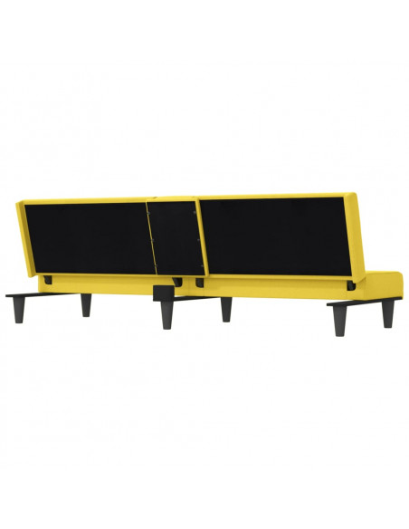 Divano Letto con Portabicchieri in Tessuto Giallo Chiaro