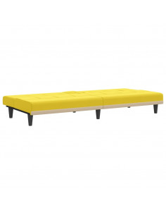 Divano Letto con Portabicchieri in Tessuto Giallo Chiaro 2