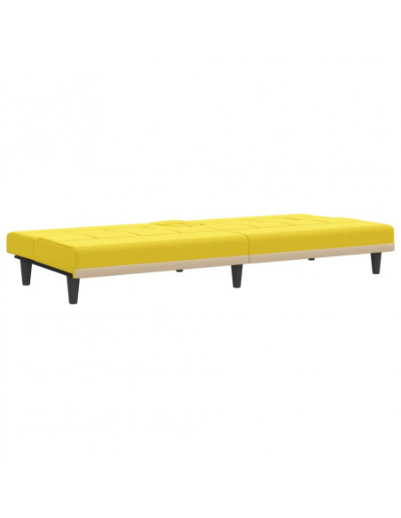 Divano Letto con Portabicchieri in Tessuto Giallo Chiaro