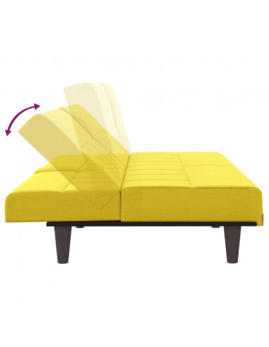 Divano Letto con Portabicchieri in Tessuto Giallo Chiaro