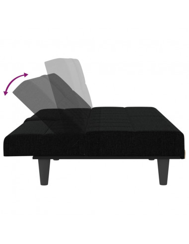 Divano Letto con Portabicchieri in Tessuto Nero