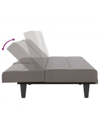 Divano Letto con Portabicchieri in Tessuto Tortora