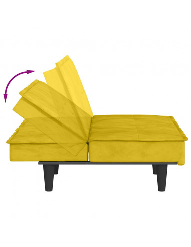 Divano Letto con Portabicchieri in Velluto Giallo