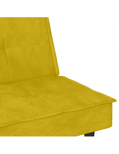 Divano Letto con Portabicchieri in Velluto Giallo