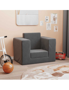 Divano Letto per Bambini Antracite in Morbido Peluche 2