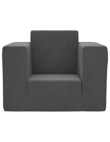 Divano Letto per Bambini Antracite in Morbido Peluche