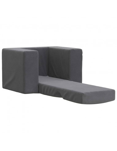 Divano Letto per Bambini Antracite in Morbido Peluche