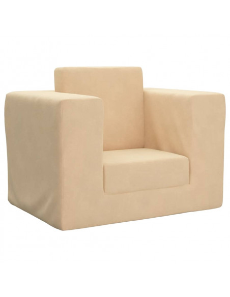 Divano Letto per Bambini Crema in Morbido Peluche