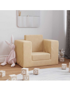 Divano Letto per Bambini Crema in Morbido Peluche 2