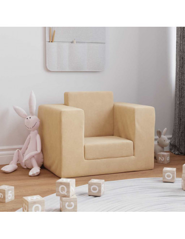 Divano Letto per Bambini Crema in Morbido Peluche