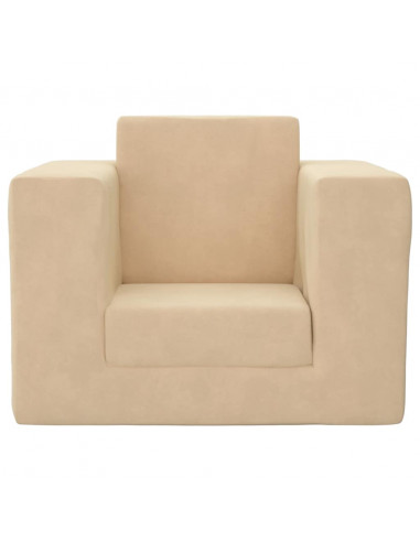 Divano Letto per Bambini Crema in Morbido Peluche