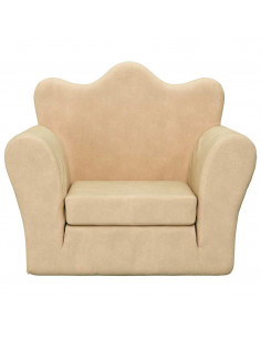 Divano Letto per Bambini Crema in Morbido Peluche 2