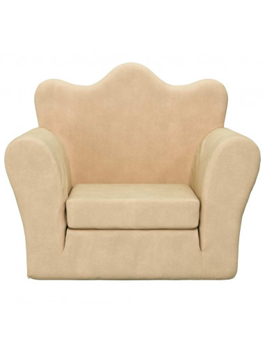 Divano Letto per Bambini Crema in Morbido Peluche
