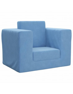 Divano per Bambini Blu in Morbido Peluche