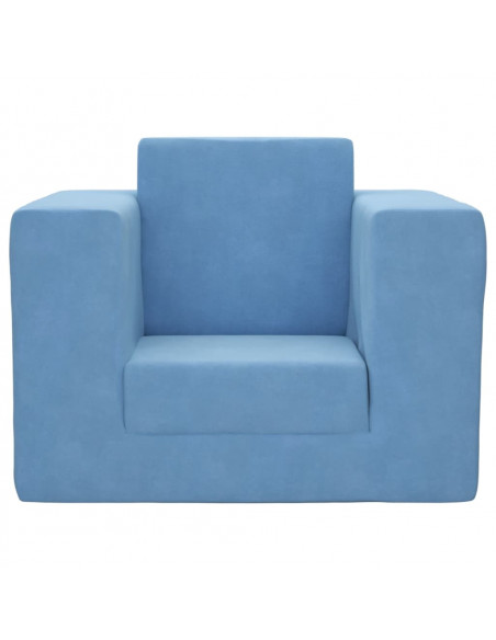Divano per Bambini Blu in Morbido Peluche