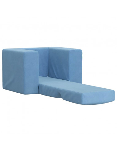 Divano per Bambini Blu in Morbido Peluche