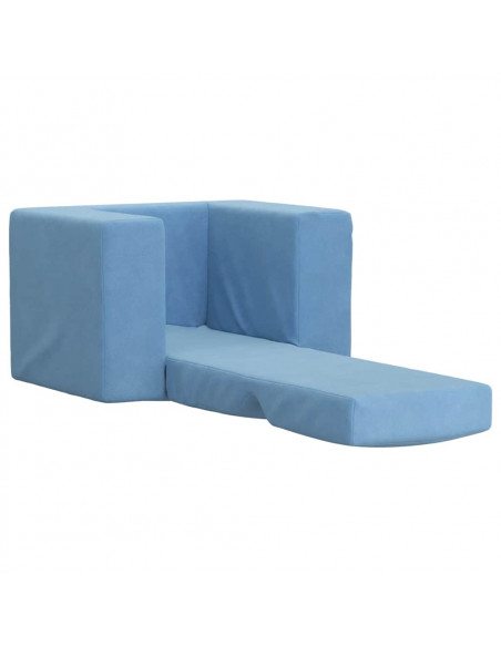 Divano per Bambini Blu in Morbido Peluche