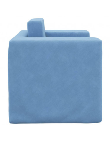Divano per Bambini Blu in Morbido Peluche