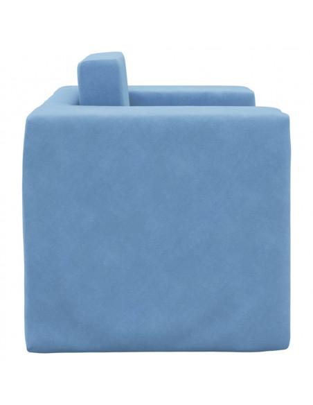 Divano per Bambini Blu in Morbido Peluche