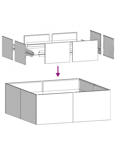 Fioriera 100x100x30 cm in Acciaio Zincato